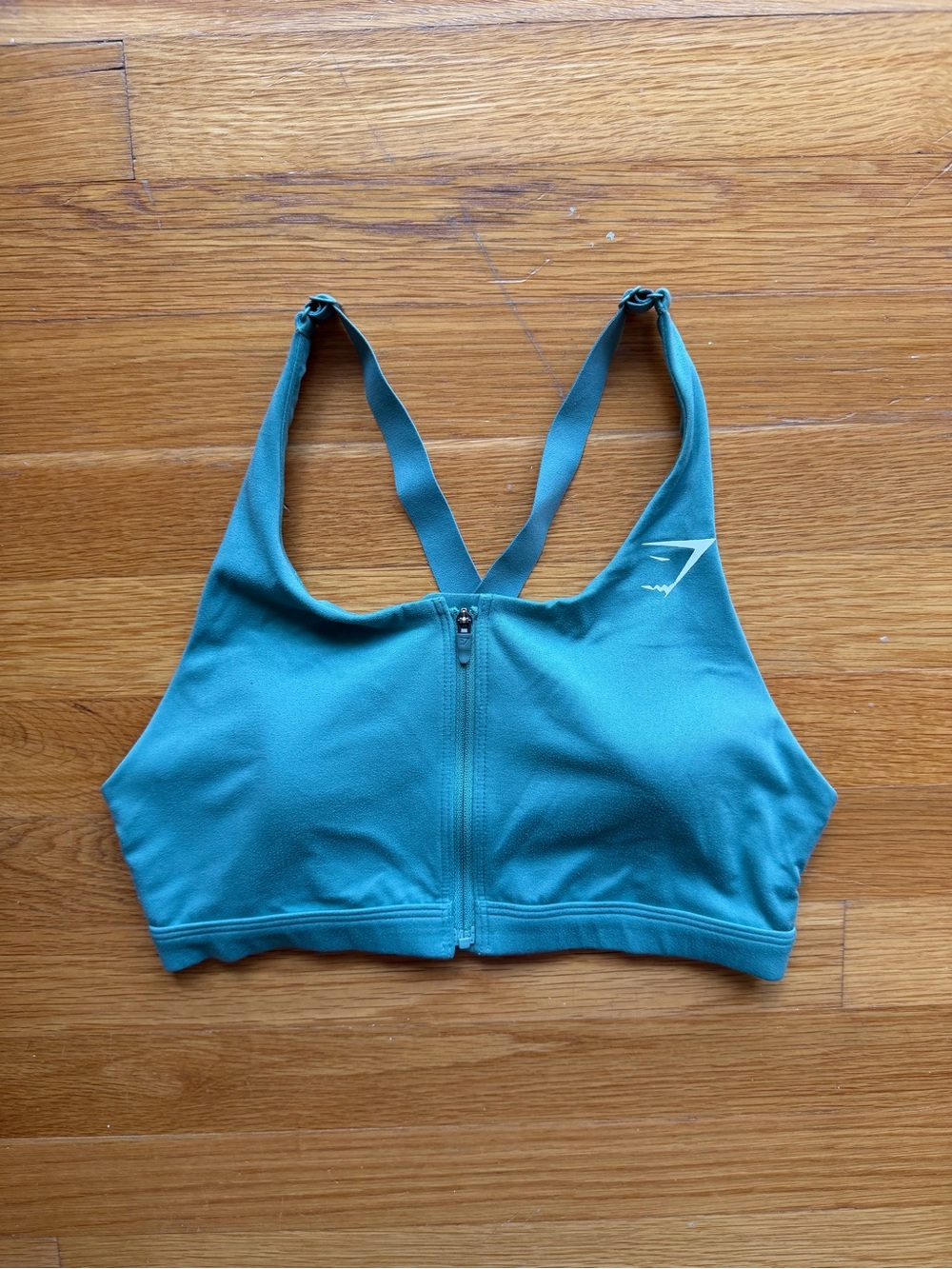 Gymshark Teal Zip Front Sports Bra - Size Small